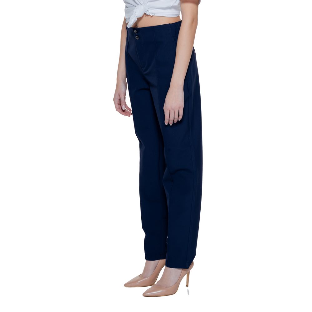 Blue Polyamide Casual Pants - ventzia