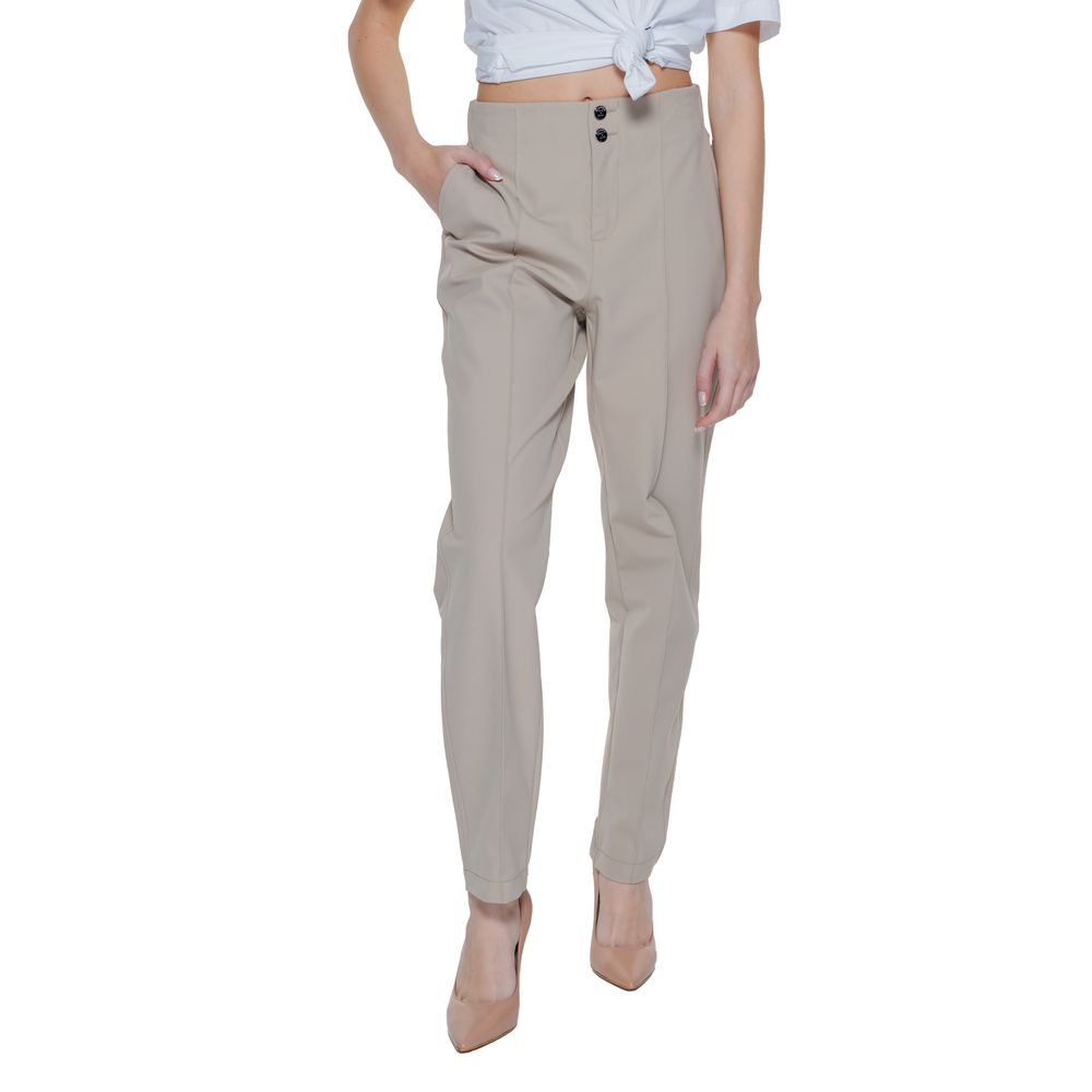 Beige Polyamide Cropped Pants - ventzia