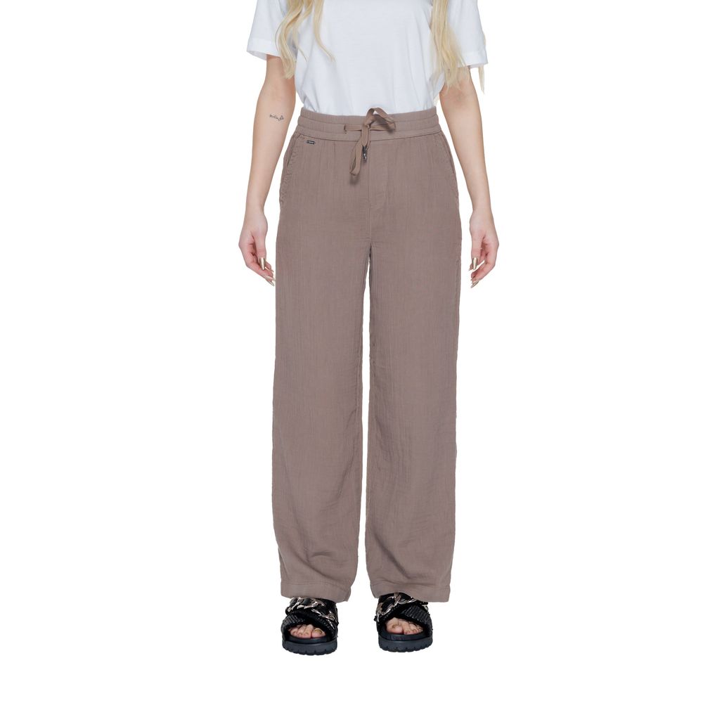 Brown Cotton Casual Pants - ventzia