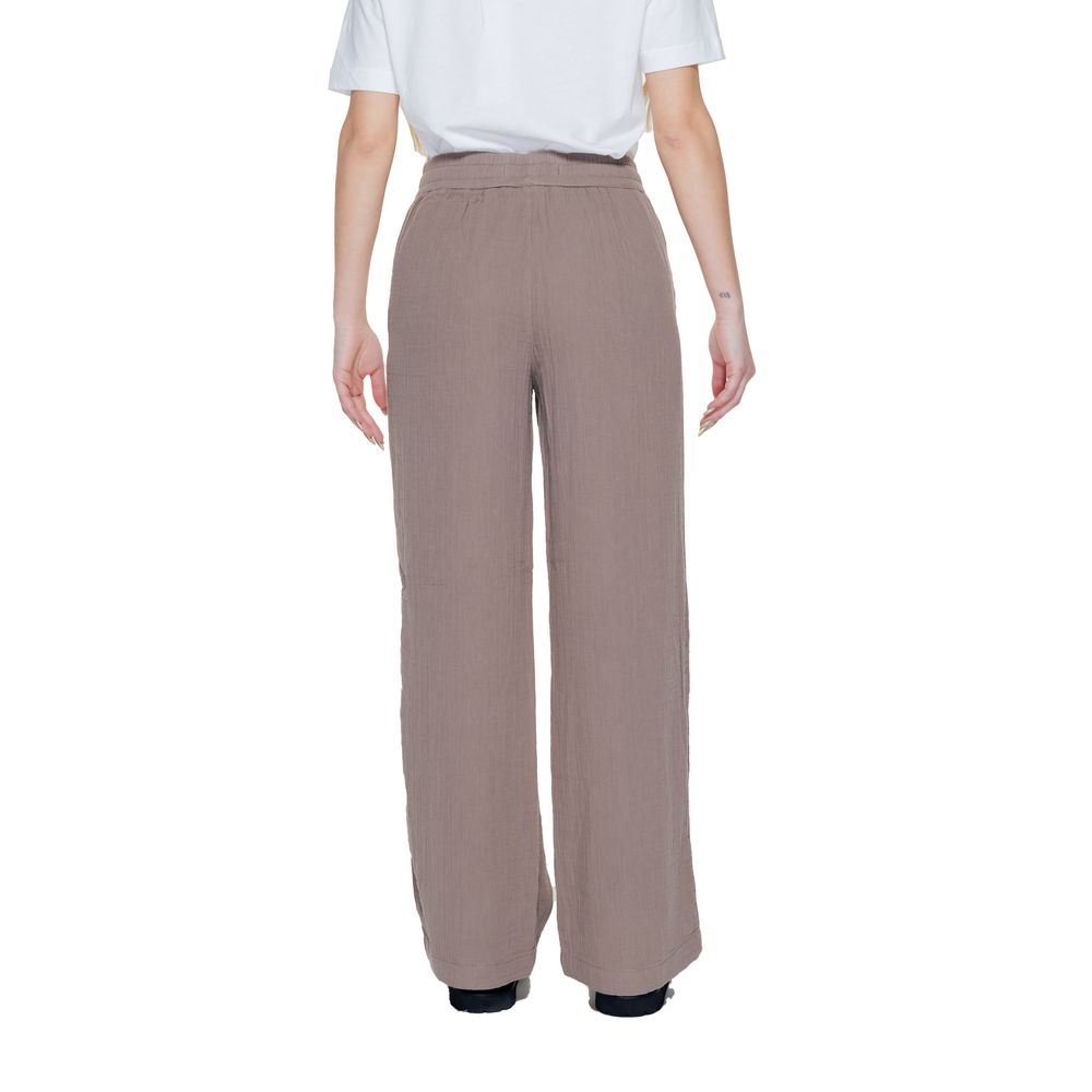 Brown Cotton Casual Pants - ventzia
