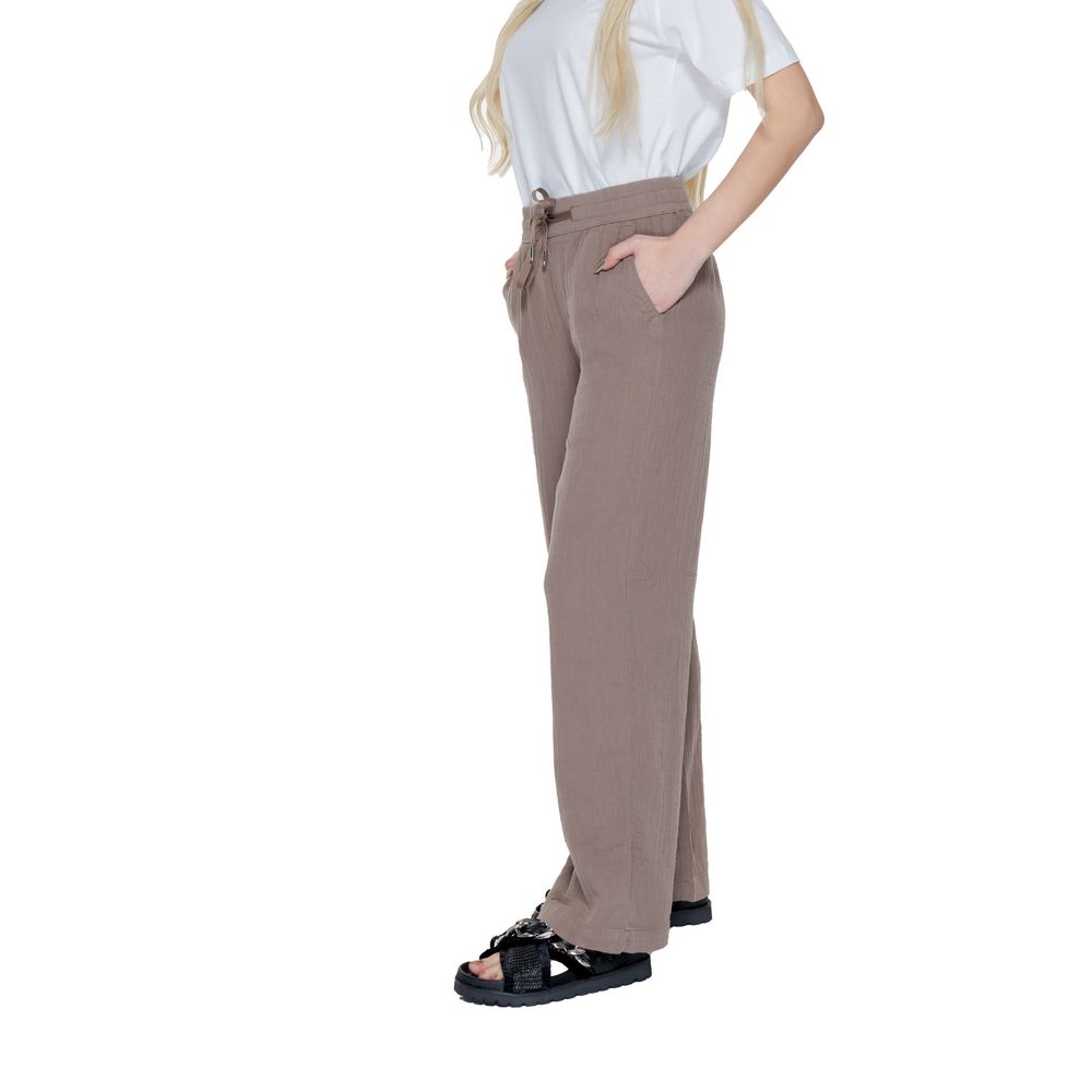 Brown Cotton Casual Pants - ventzia