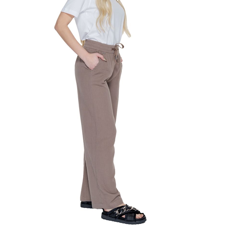 Brown Cotton Casual Pants - ventzia