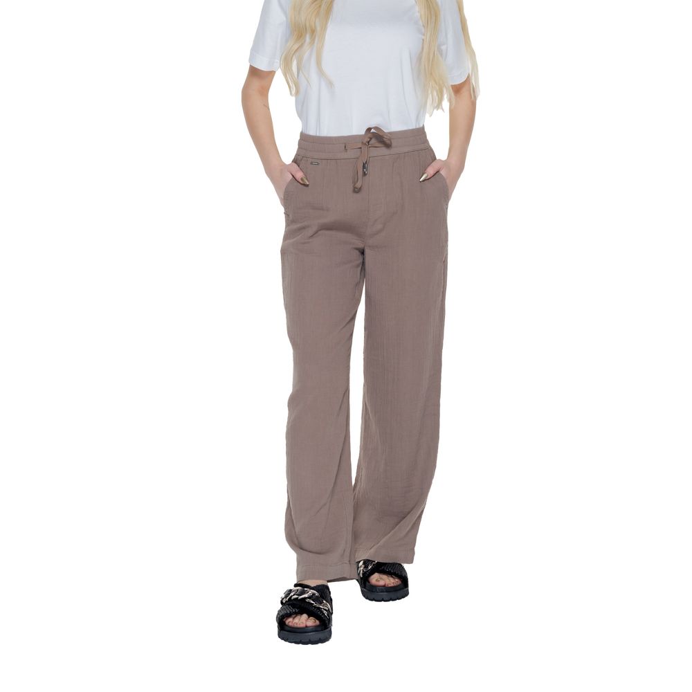 Brown Cotton Casual Pants - ventzia