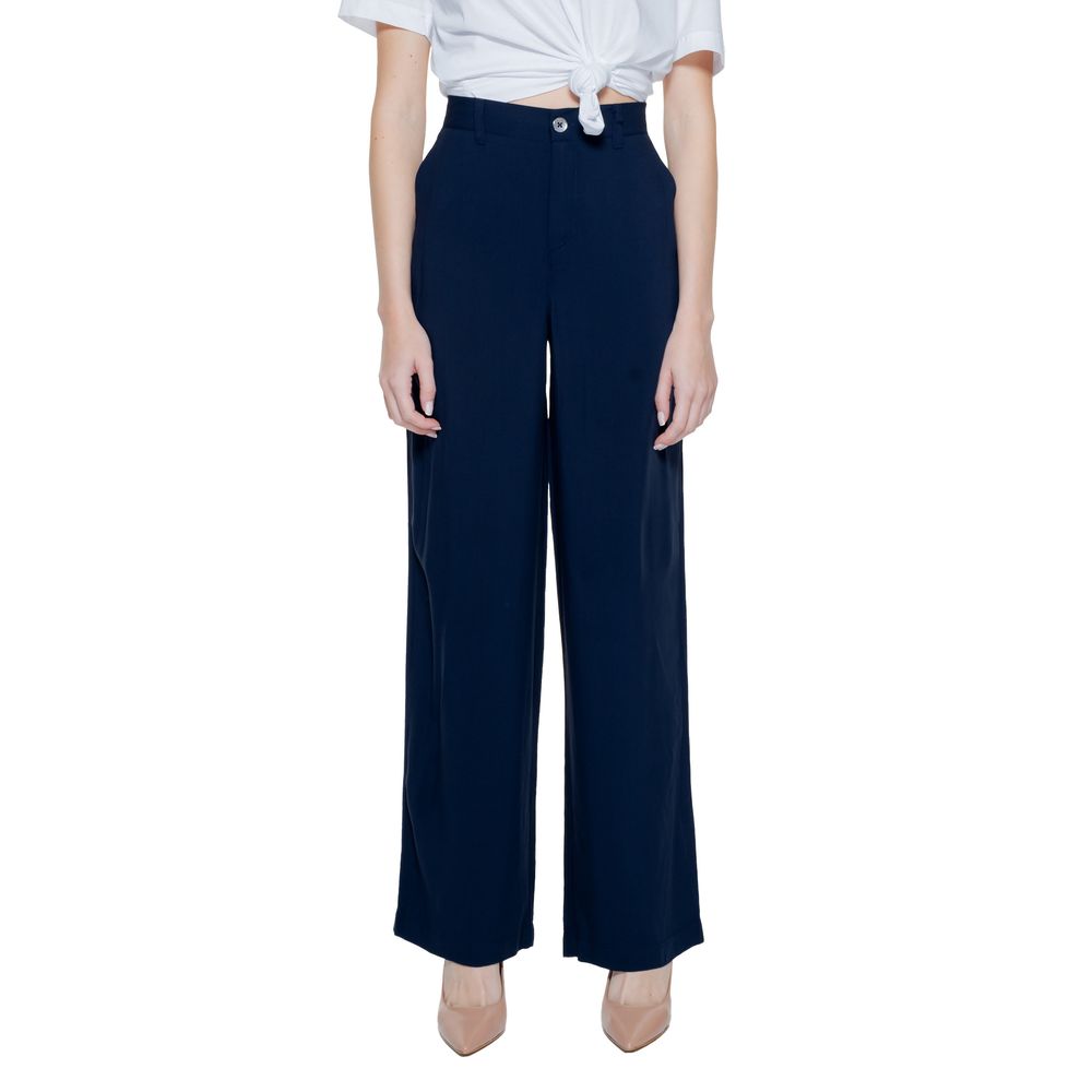 Blue Viscose Casual Pants - ventzia