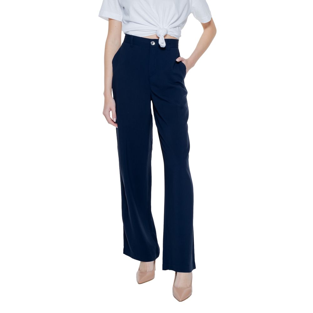 Blue Viscose Casual Pants - ventzia