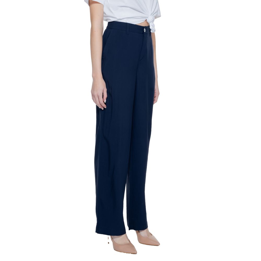 Blue Viscose Casual Pants - ventzia