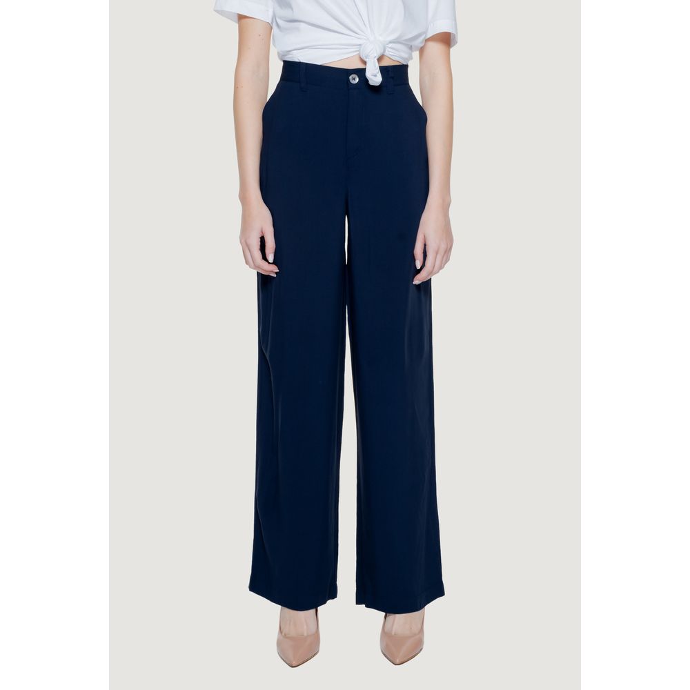 Blue Viscose Casual Pants - ventzia