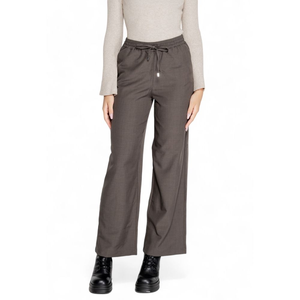 Gray Polyester Casual Pants - ventzia