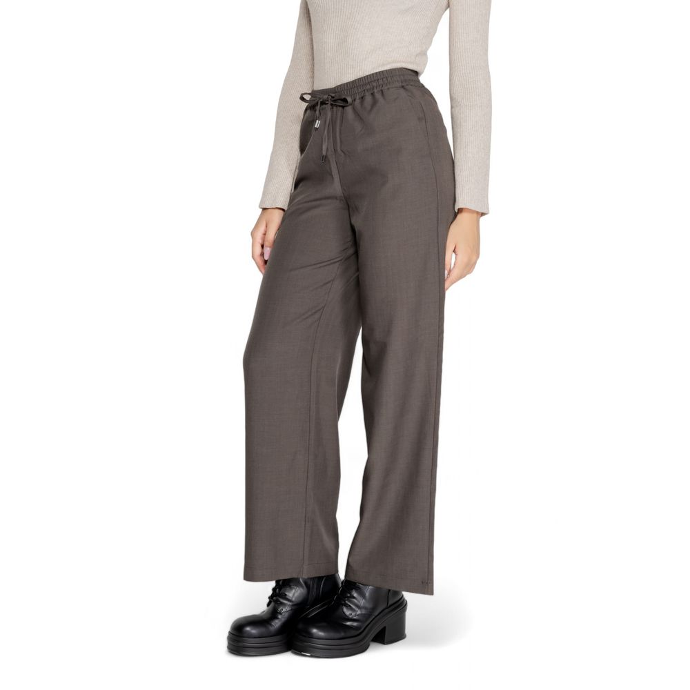 Gray Polyester Casual Pants - ventzia