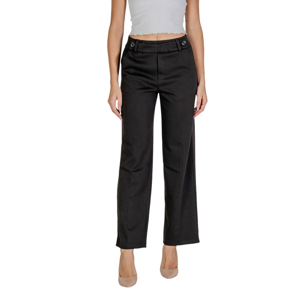 Black Polyester Casual Pants - ventzia