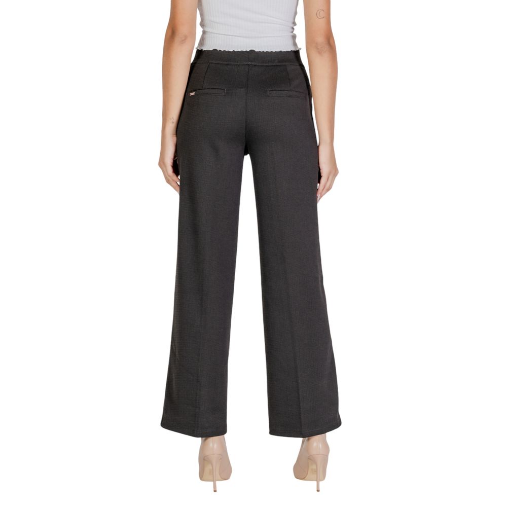Black Polyester Casual Pants - ventzia