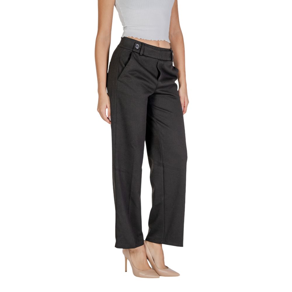 Black Polyester Casual Pants - ventzia