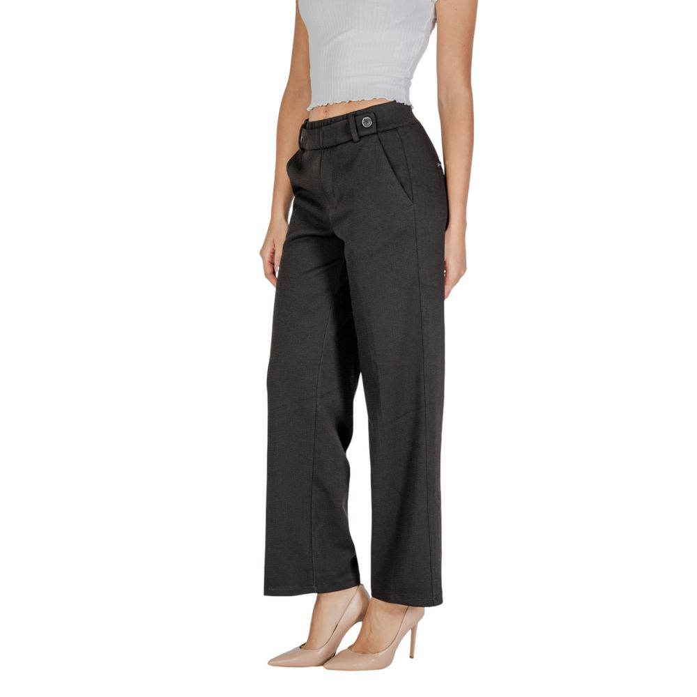 Black Polyester Casual Pants - ventzia