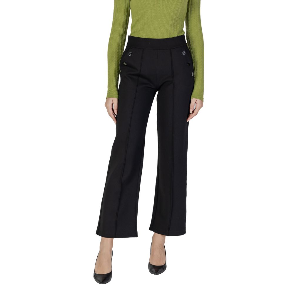 Black Viscose Casual Pants - ventzia