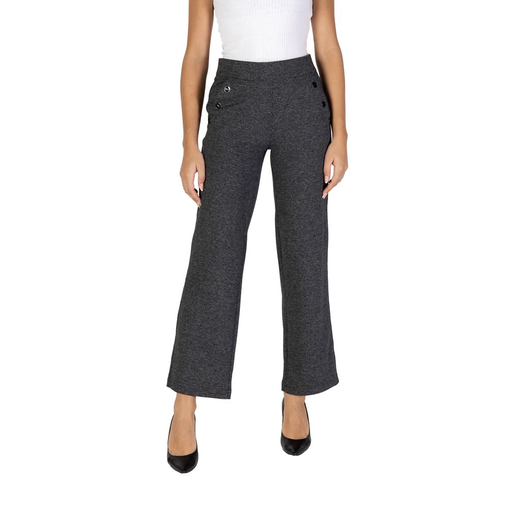 Black Polyester Casual Pants - ventzia