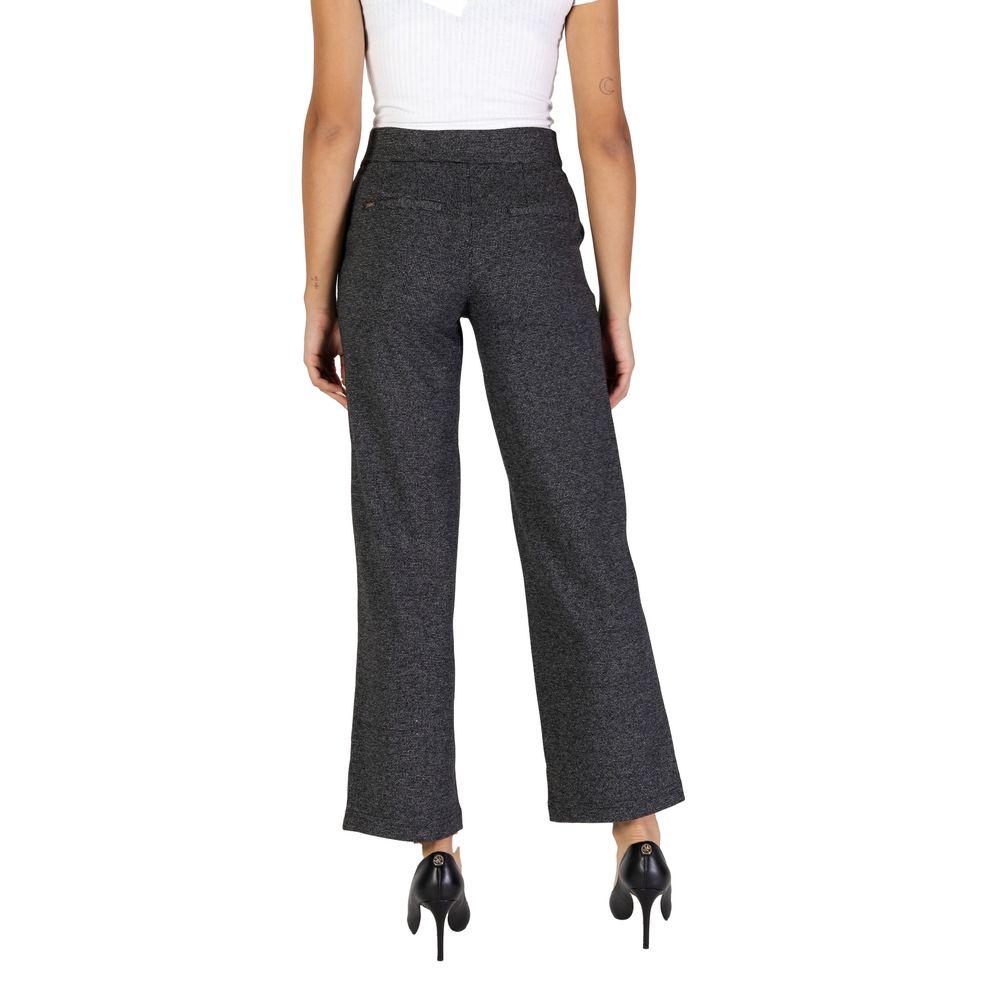 Black Polyester Casual Pants - ventzia