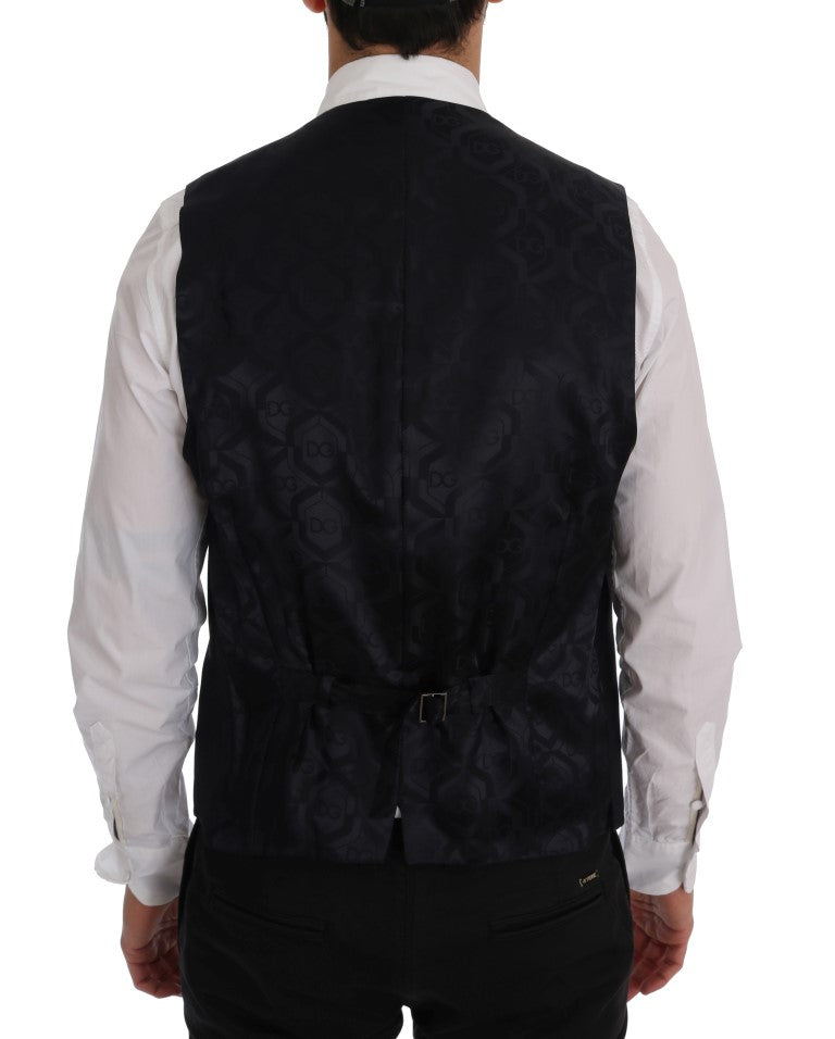 Sleek Striped Wool Blend Waistcoat Vest - ventzia
