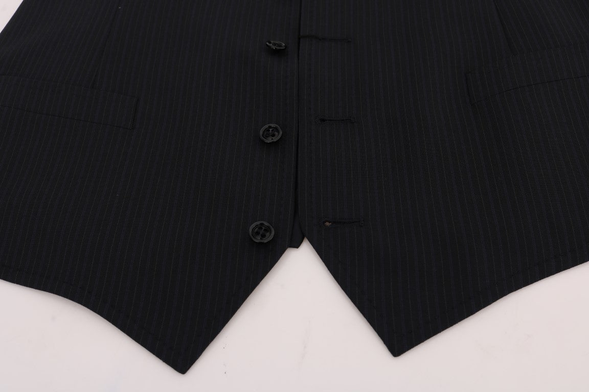 Sleek Striped Wool Blend Waistcoat Vest - ventzia