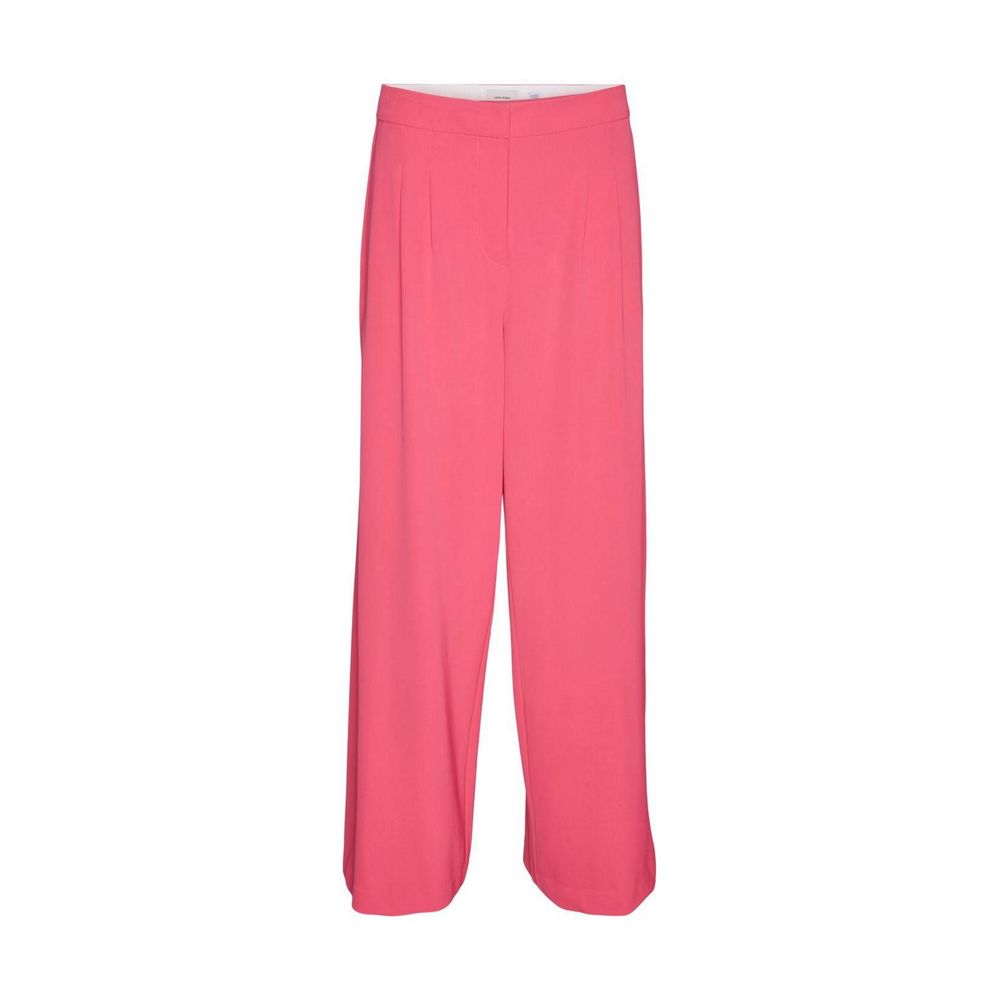 Pink Polyester Casual Pants