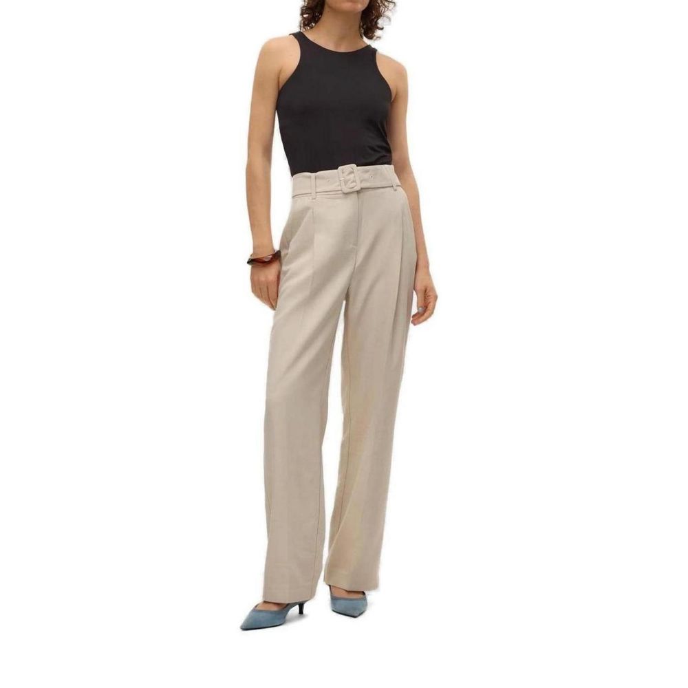 Gray Polyester Casual Pants