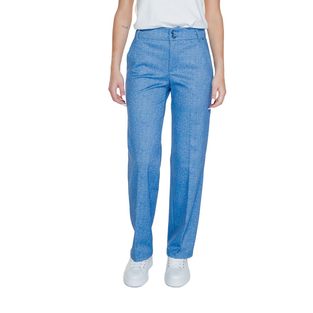 Blue Polyester Casual Pants - ventzia