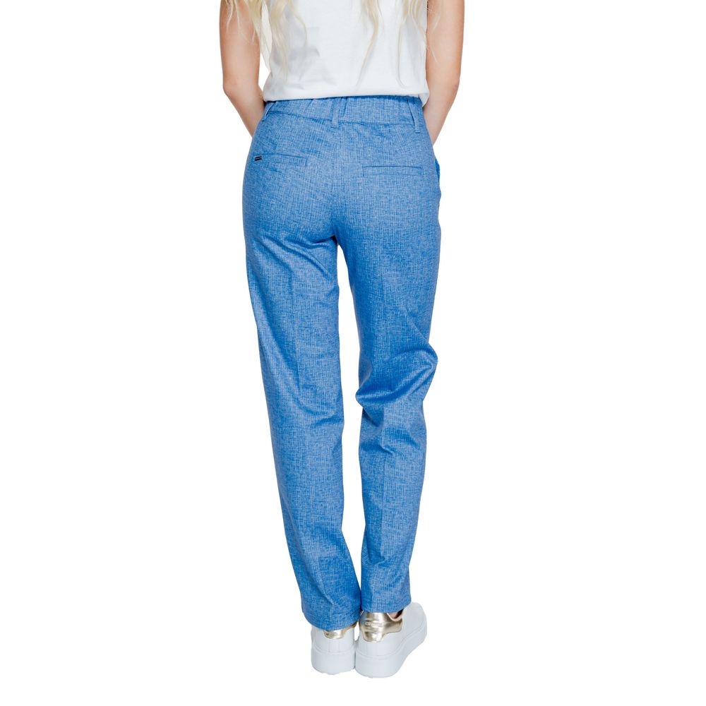 Blue Polyester Casual Pants - ventzia
