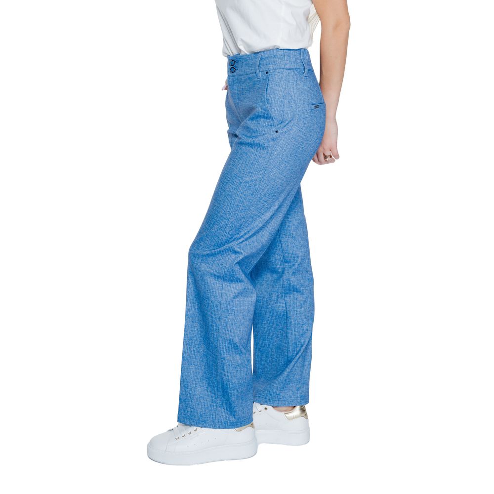 Blue Polyester Casual Pants - ventzia