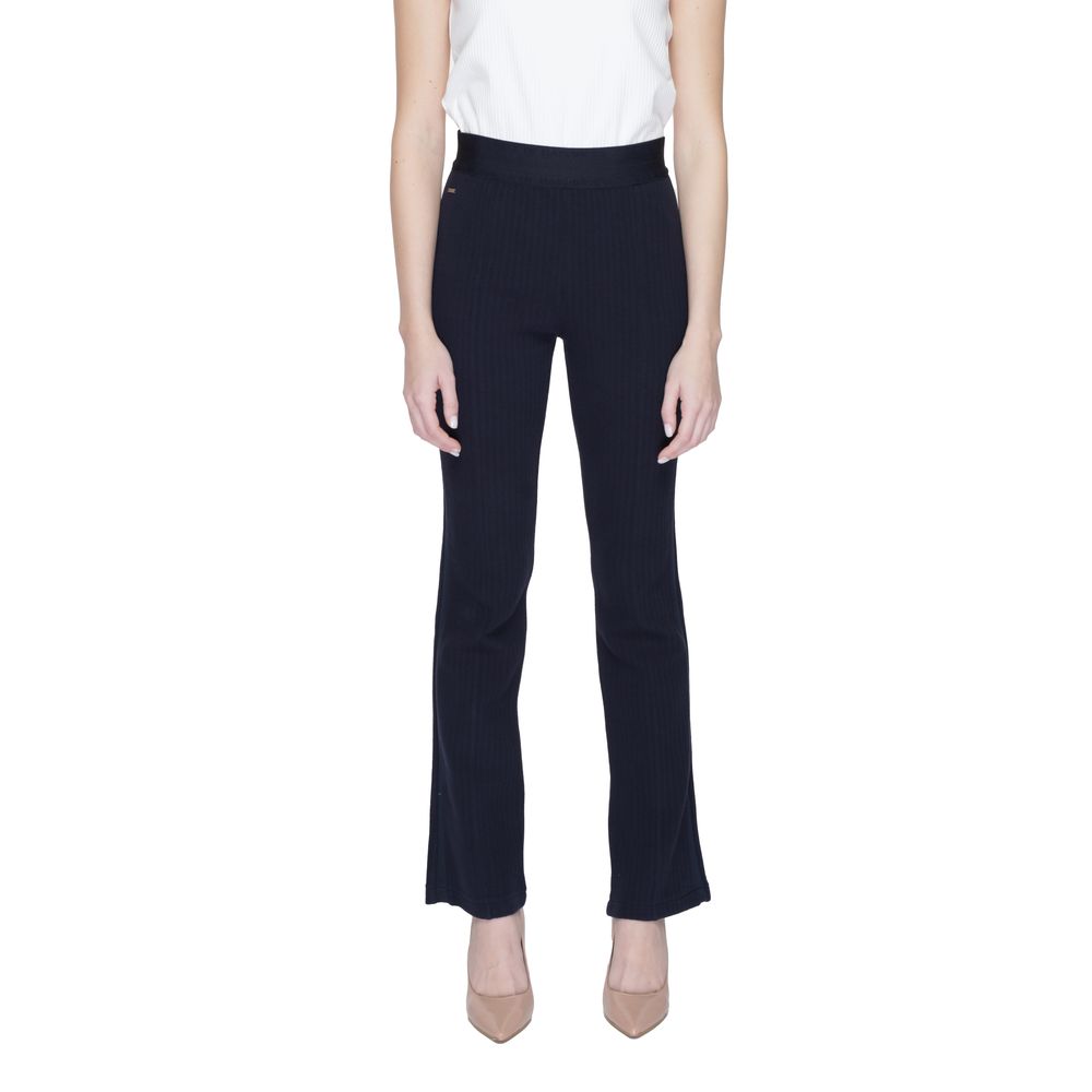 Blue Cotton Flared Pants - ventzia