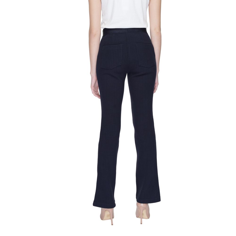 Blue Cotton Flared Pants - ventzia
