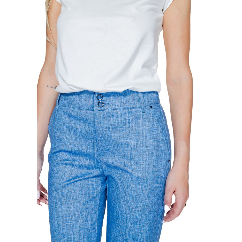 Blue Polyester Casual Pants - ventzia
