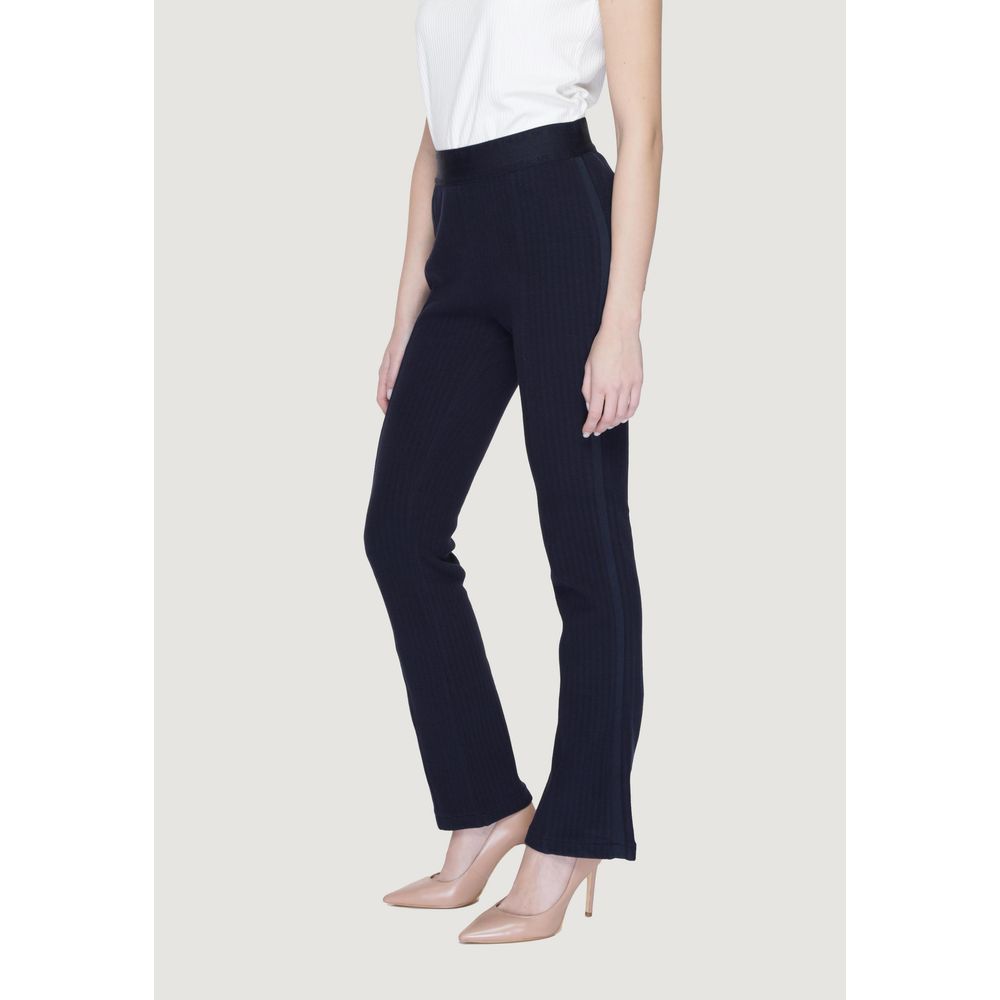 Blue Cotton Flared Pants - ventzia