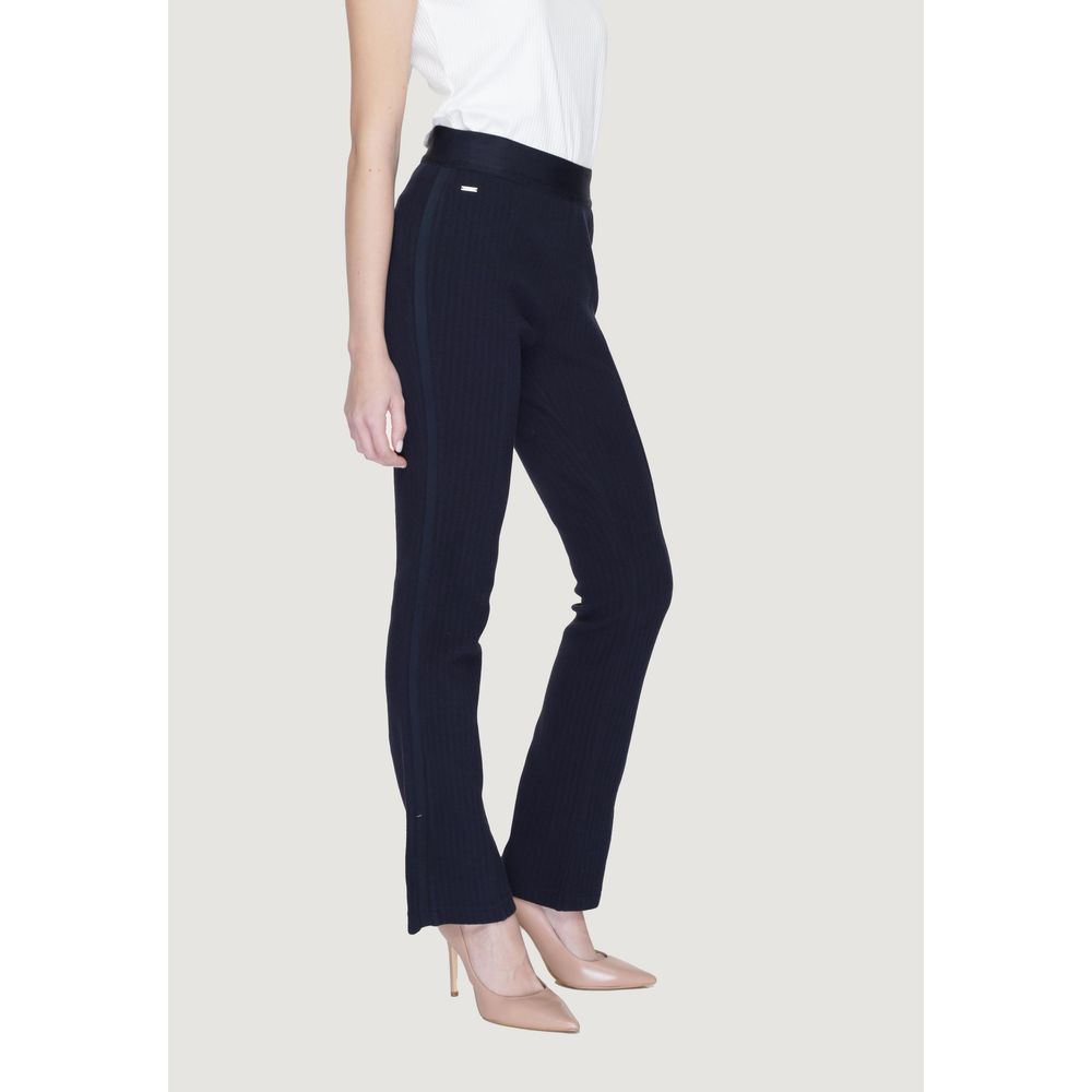 Blue Cotton Flared Pants - ventzia
