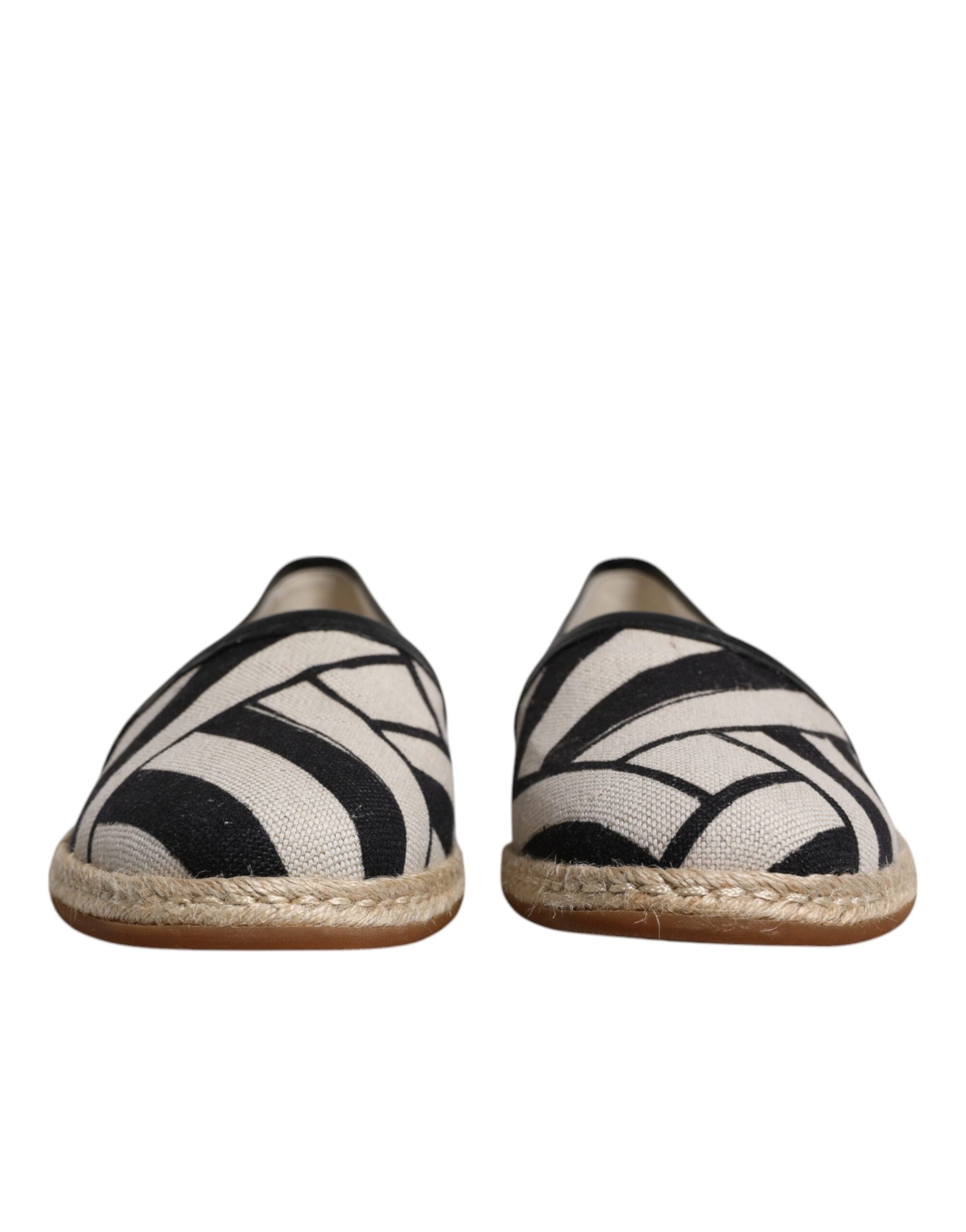 Black White Stripes Slip On Espadrille Shoes - ventzia