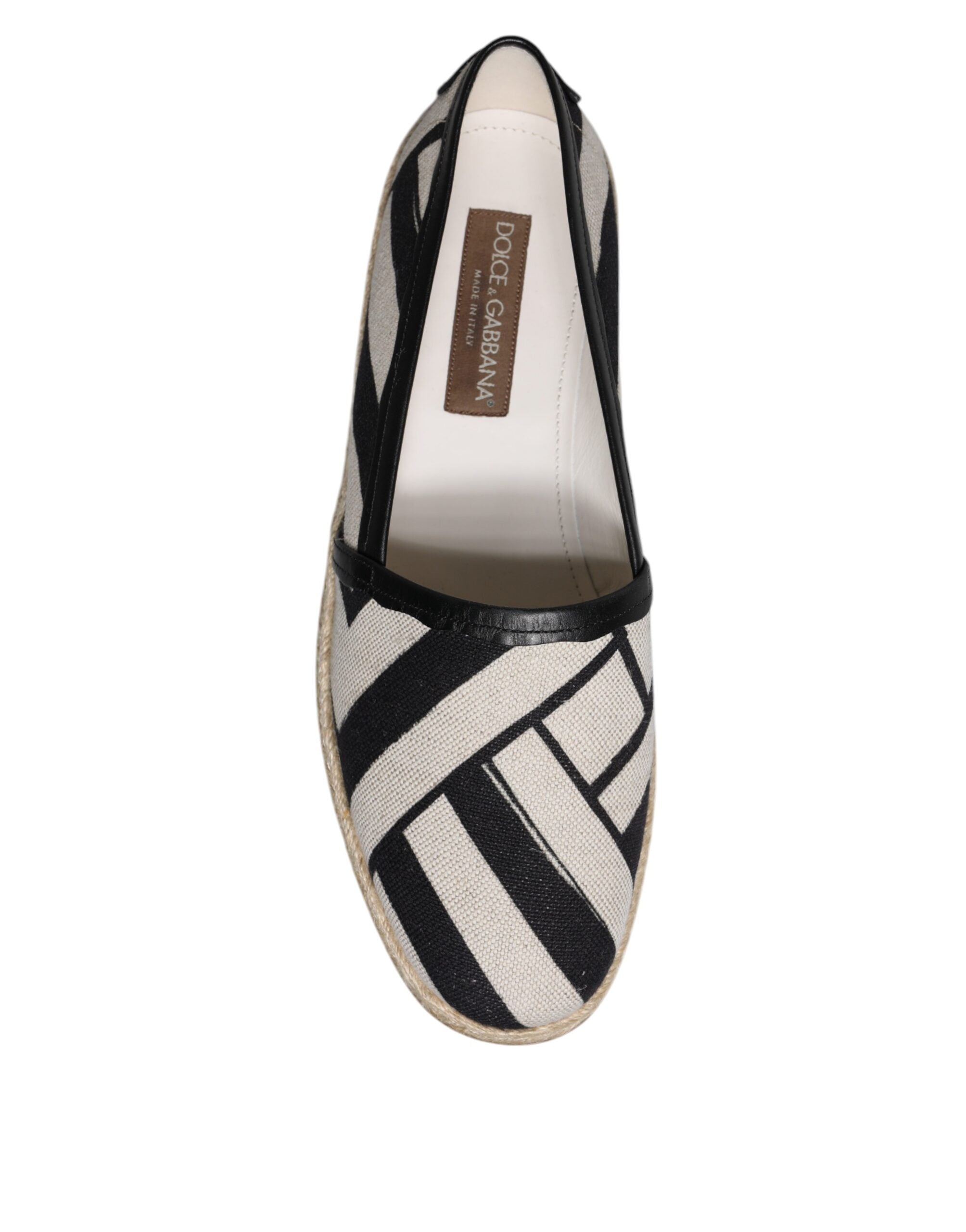 Black White Stripes Slip On Espadrille Shoes - ventzia