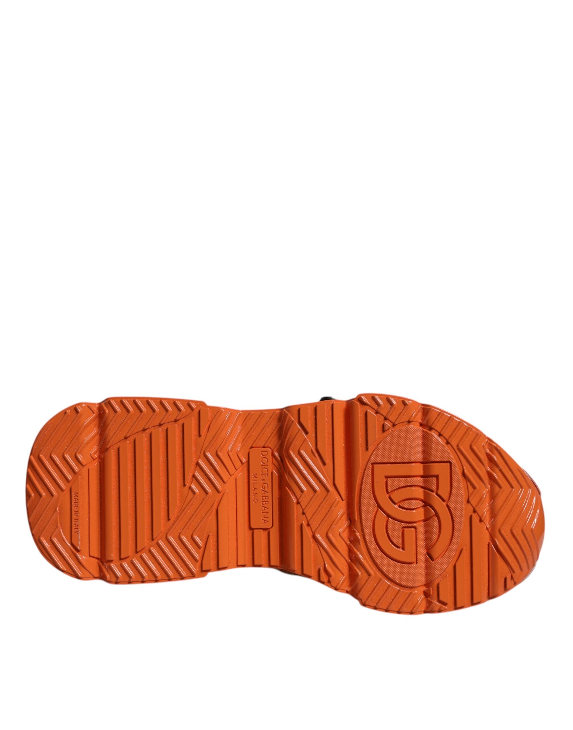 Orange Multi Panel Chunky High Top Sneakers Shoes - ventzia