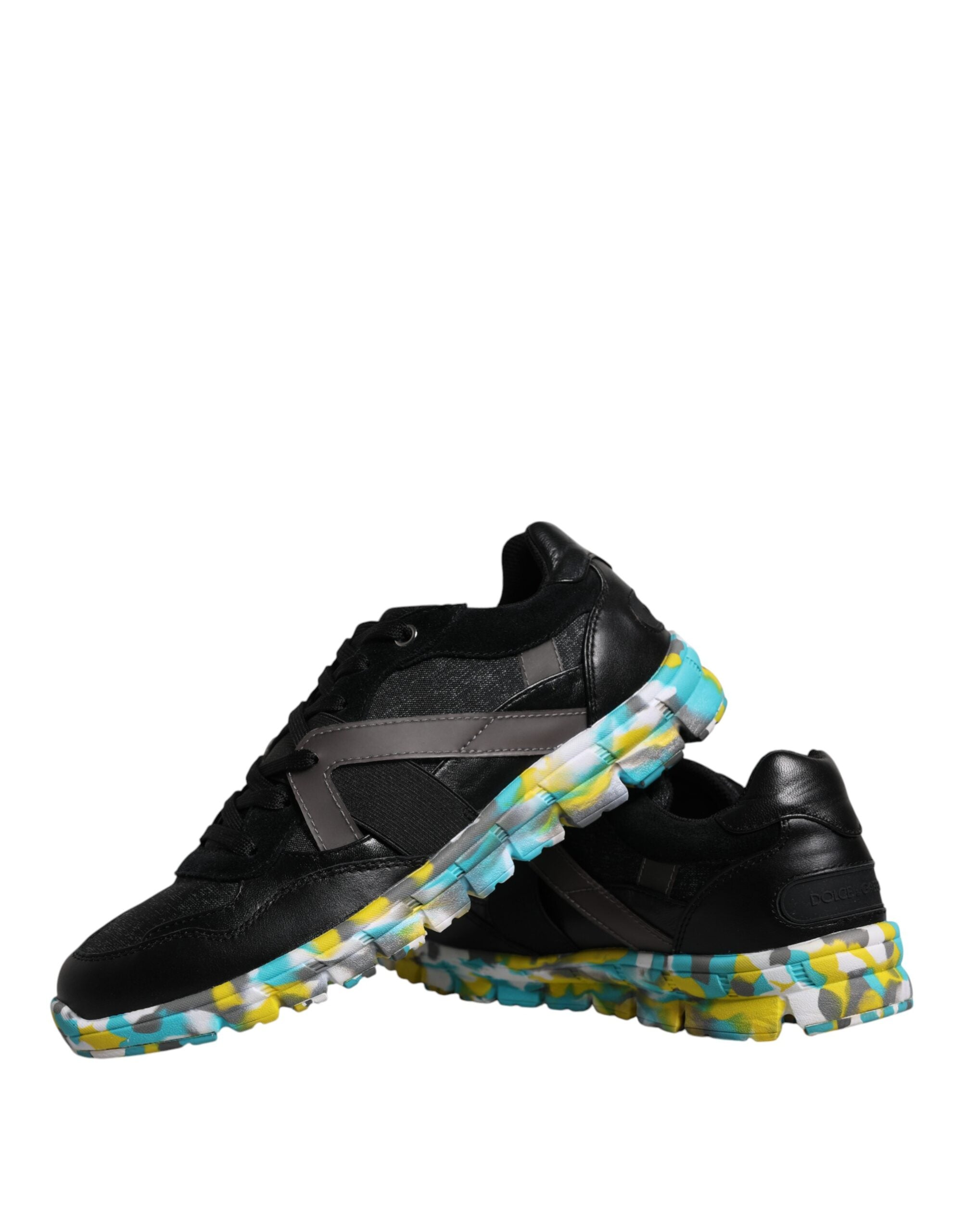 Black Polyester Low Top Men Sneakers Shoes - ventzia