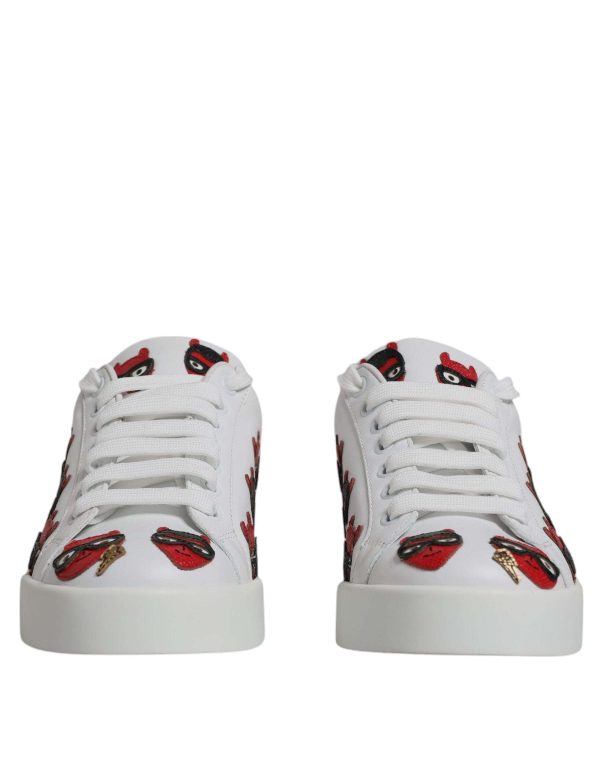 White Devil Face Portofino Sneakers Shoes - ventzia