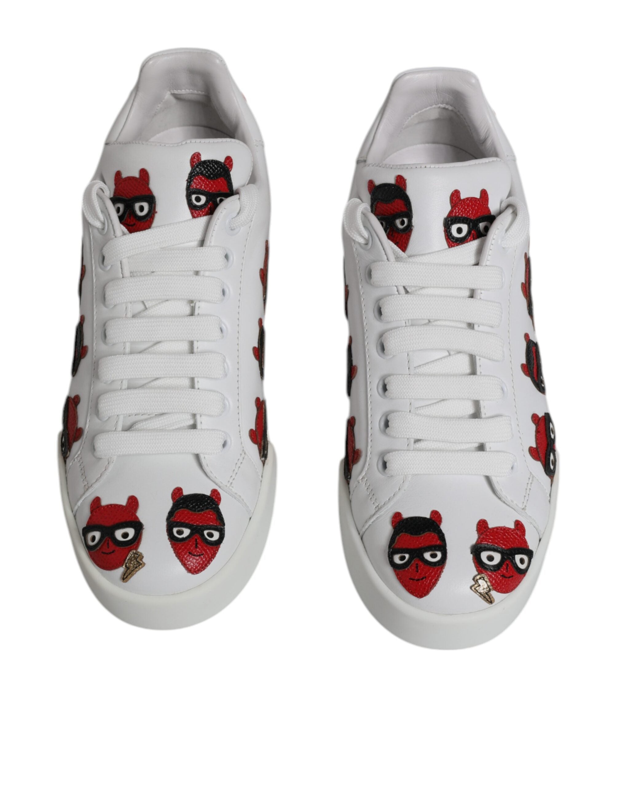 White Devil Face Portofino Sneakers Shoes - ventzia