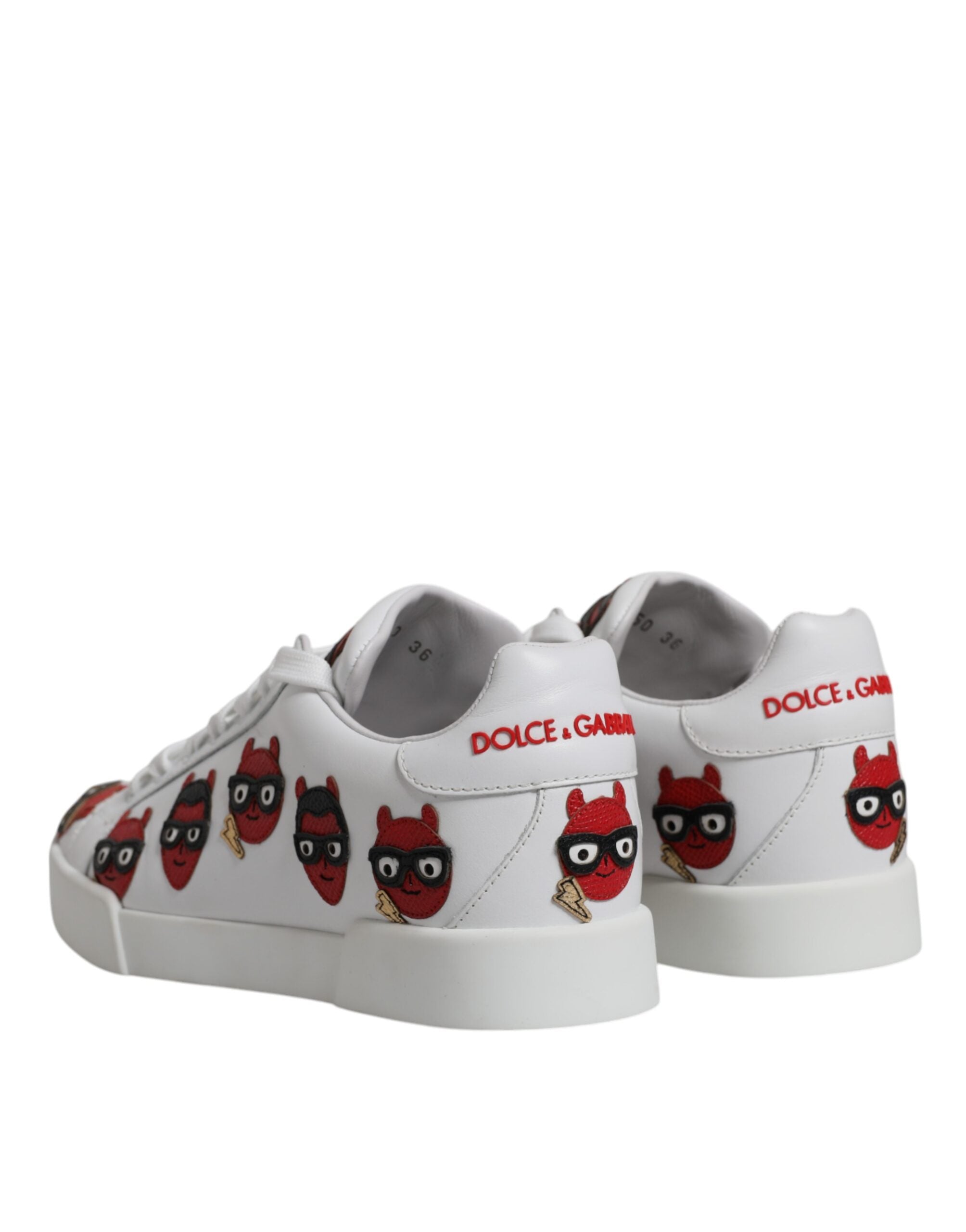 White Devil Face Portofino Sneakers Shoes - ventzia