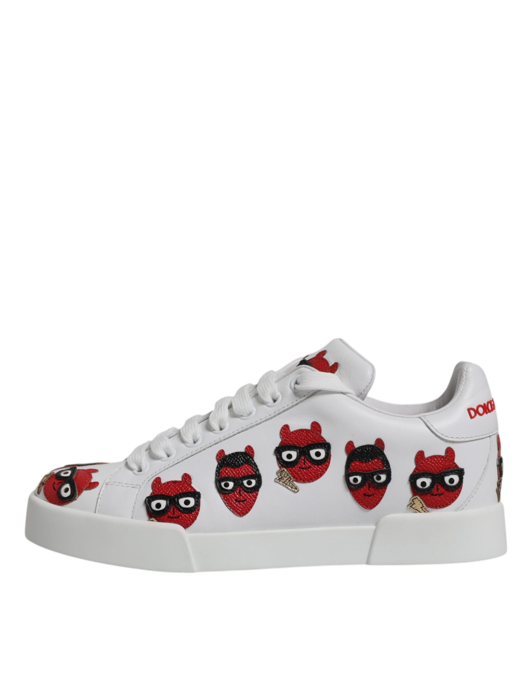 White Devil Face Portofino Sneakers Shoes - ventzia