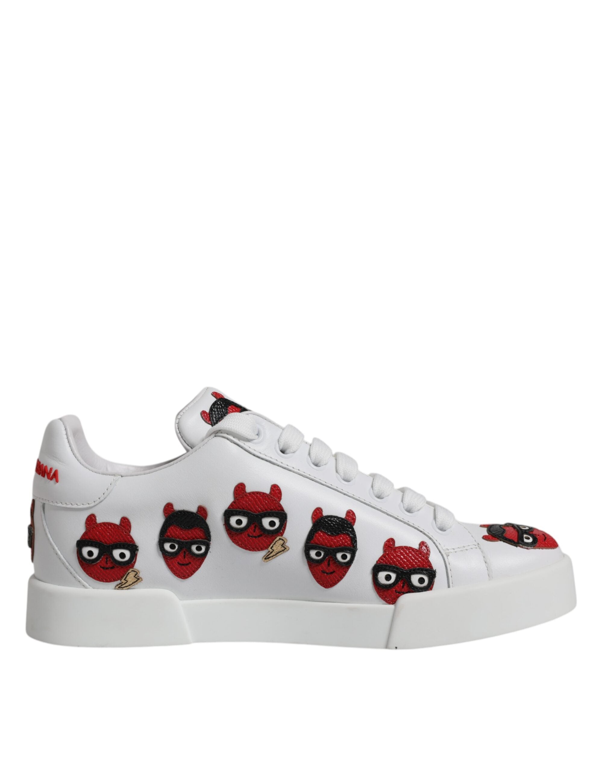 White Devil Face Portofino Sneakers Shoes - ventzia