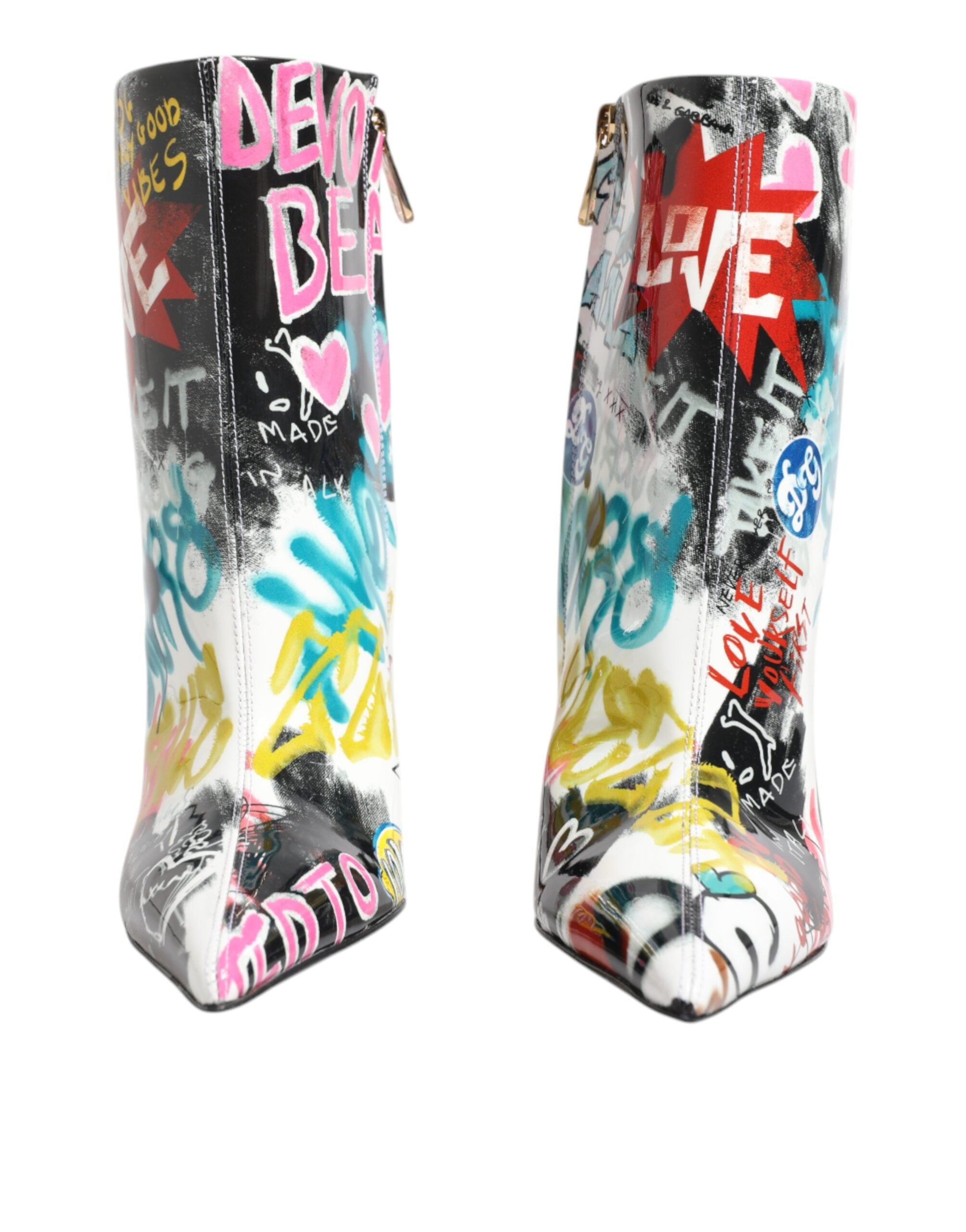 Multicolor Graffiti Keira Mid Calf Boots Shoes - ventzia