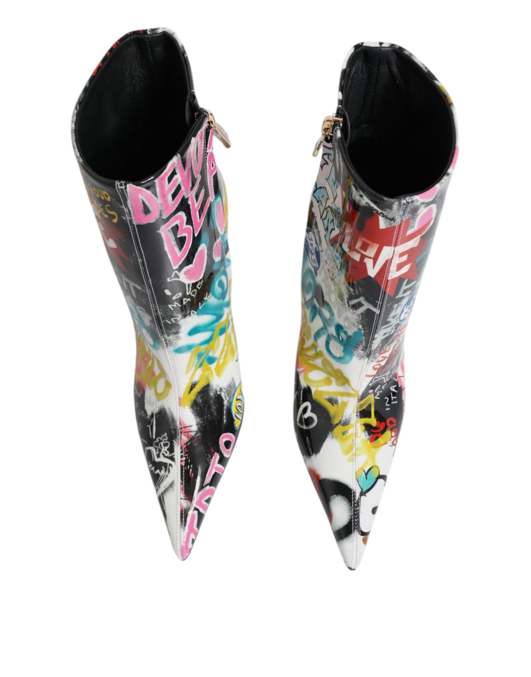 Multicolor Graffiti Keira Mid Calf Boots Shoes - ventzia