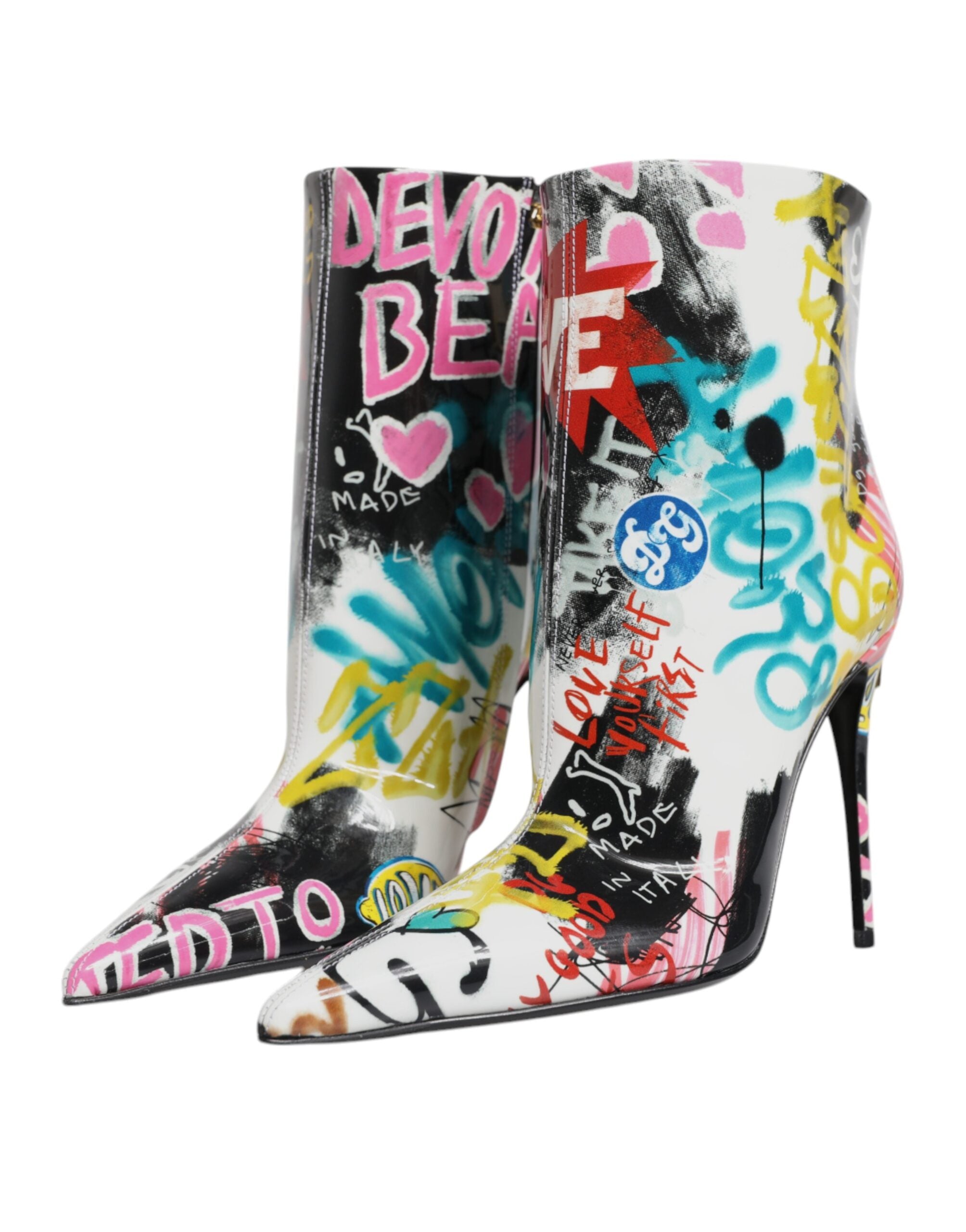 Multicolor Graffiti Keira Mid Calf Boots Shoes - ventzia