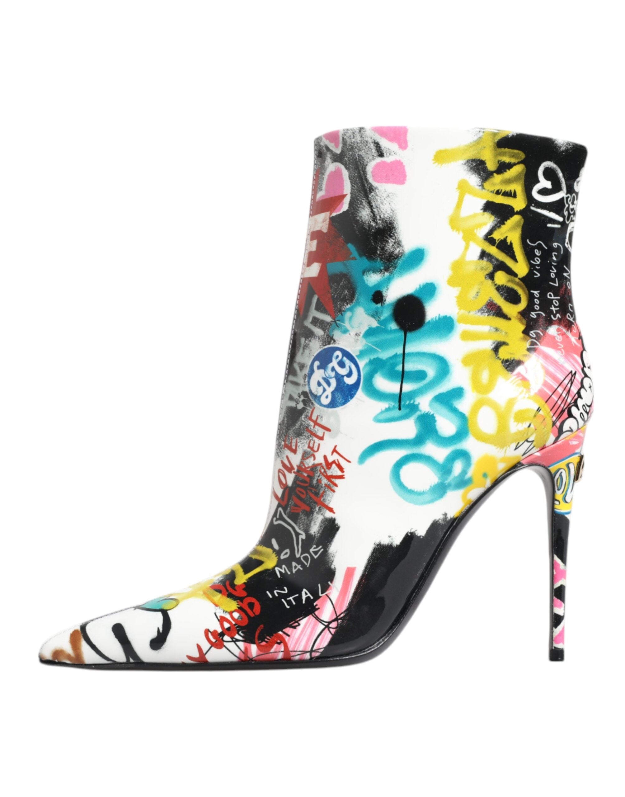 Multicolor Graffiti Keira Mid Calf Boots Shoes - ventzia