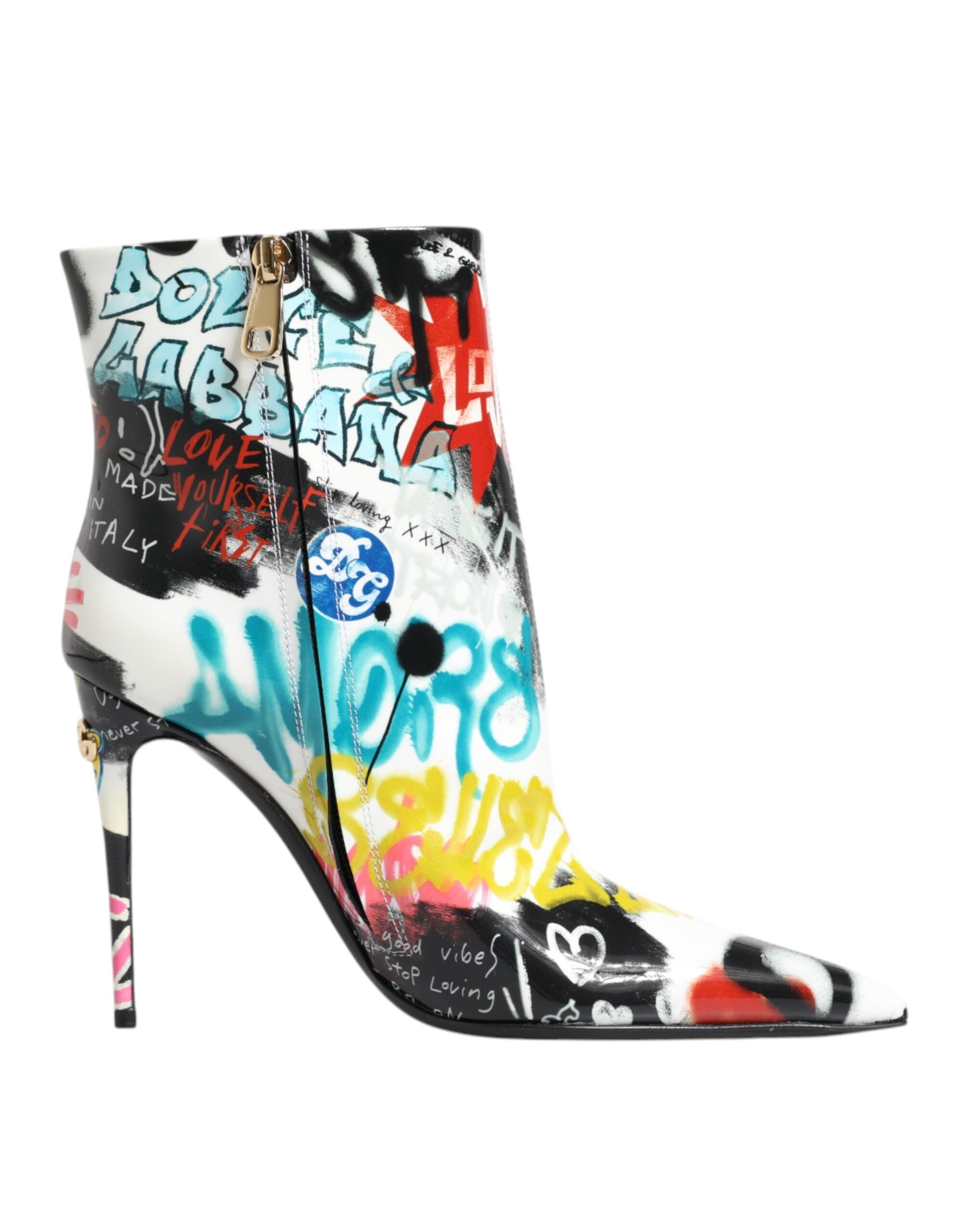 Multicolor Graffiti Keira Mid Calf Boots Shoes - ventzia