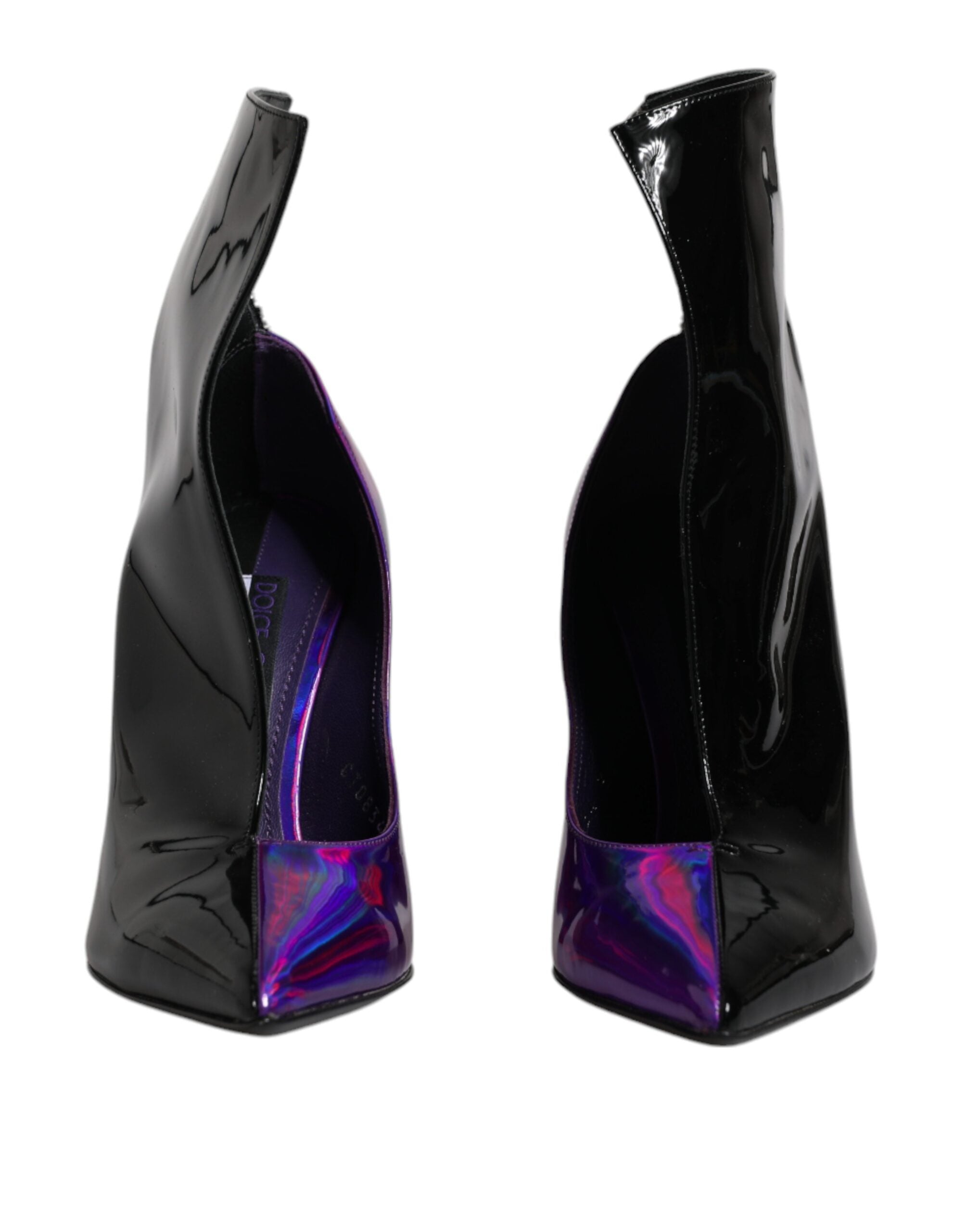 Purple Black Pointed Ankle Boots Shoes - ventzia