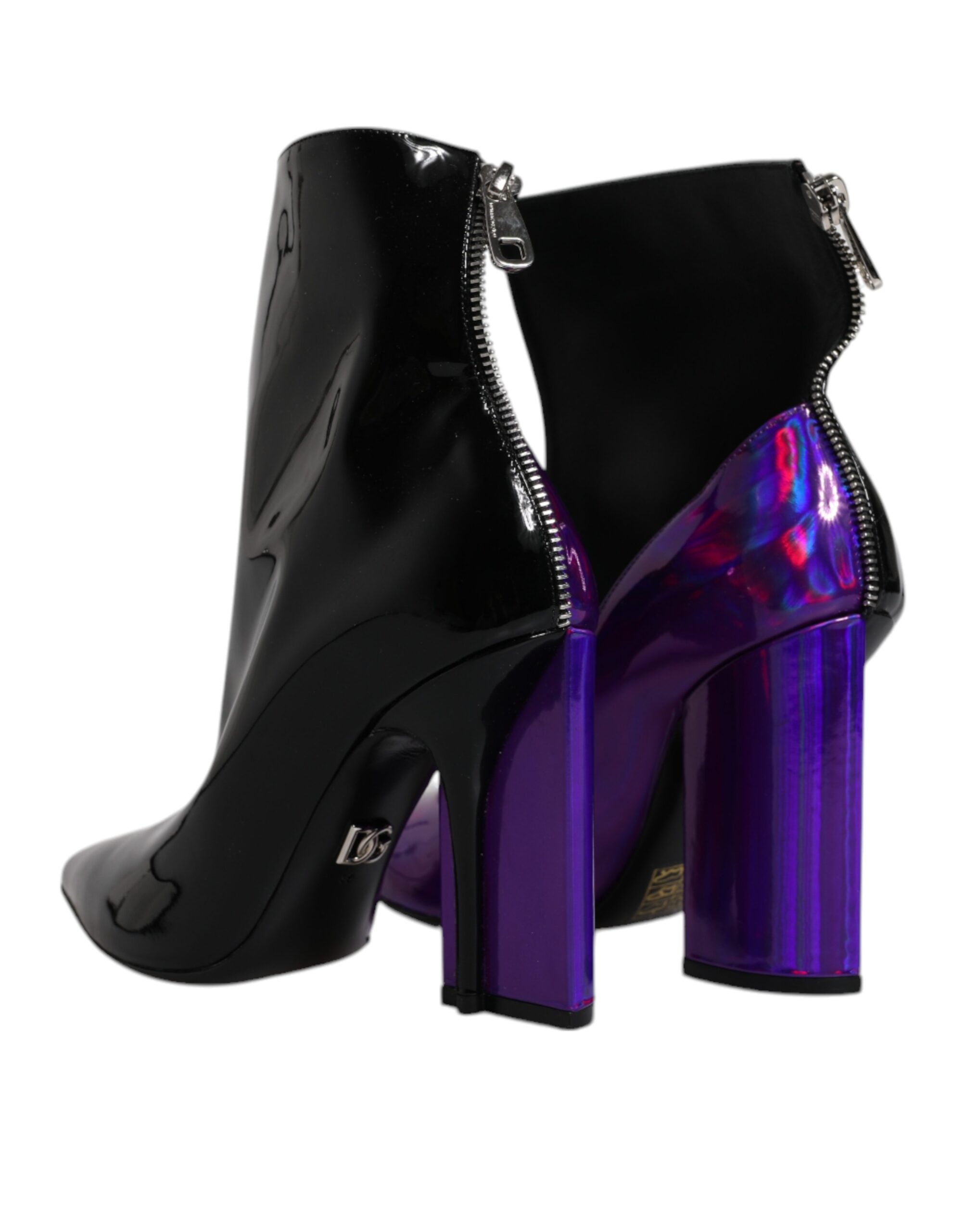 Purple Black Pointed Ankle Boots Shoes - ventzia