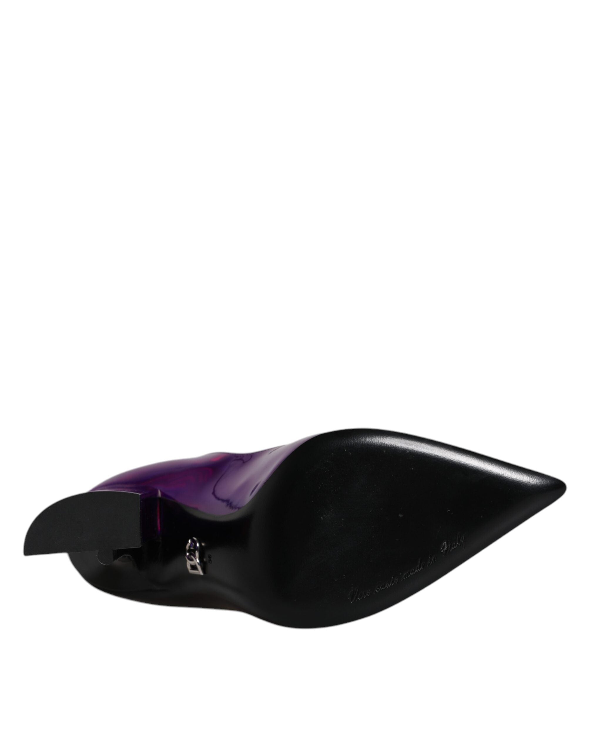 Purple Black Pointed Ankle Boots Shoes - ventzia
