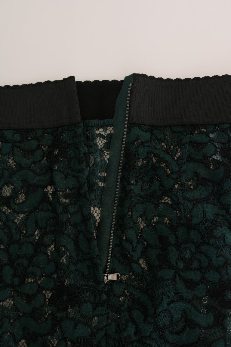 High Waist Floral Lace Slim Trousers - ventzia